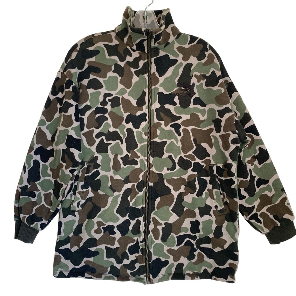 ADIDAS Full  Zip Sweatshirt Jacket Women S Camo Military Loose Fit Sport